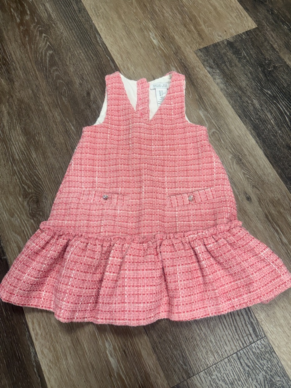 Rachel Zoe Pink Tweed Girls Dress with Ruffle Hem